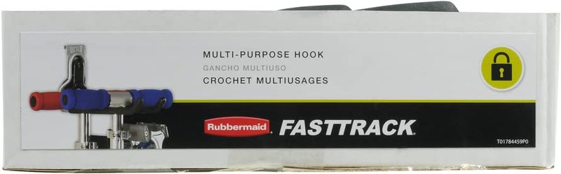 Rubbermaid خط سكة تنظيم المرآب من روبيرمايد مع خطاف متعدد الأغراض بسعة 50 رطل من النيكل المصقول، نظام تخزين مثبت على الحائط، تركيب مباشر على سكة المرآب FastTrack لتنظيم المنزل/المرآب - Image 4