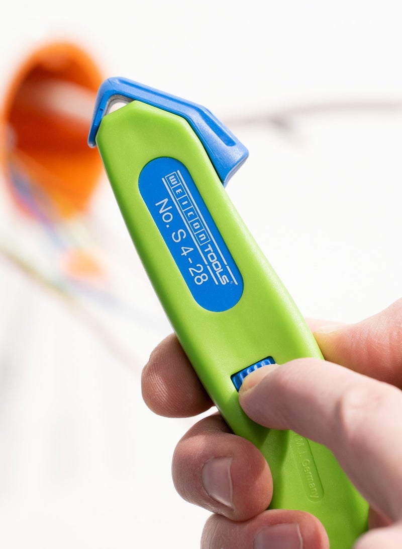 WEICON TOOLS Cable Knife No. S 4-28 Green Line | sustainable raw materials | for 4 - 28 mm | incl. retractable hook blade - Image 2