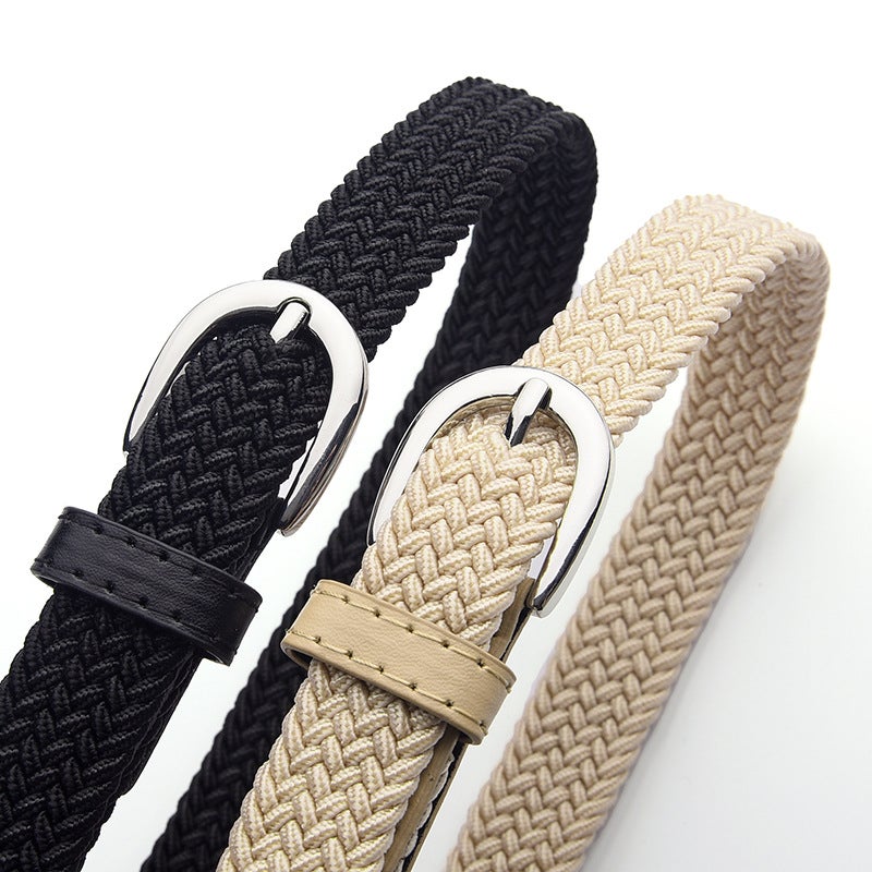 Children'S Canvas Belt Unisex Military Training Pants Belt Women'S Fashion Elastic Elastic Woven Lazy Belt - Image 5