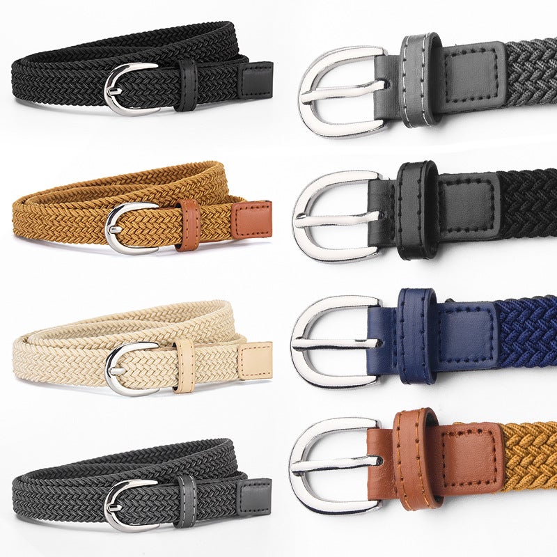Children'S Canvas Belt Unisex Military Training Pants Belt Women'S Fashion Elastic Elastic Woven Lazy Belt - Image 3