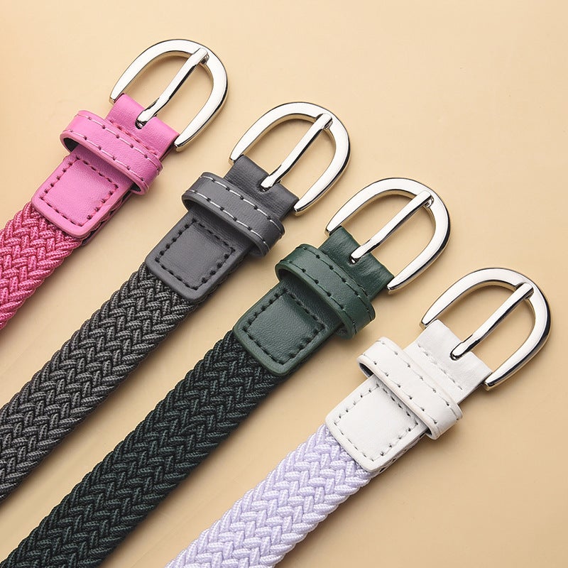 Children'S Canvas Belt Unisex Military Training Pants Belt Women'S Fashion Elastic Elastic Woven Lazy Belt - Image 2