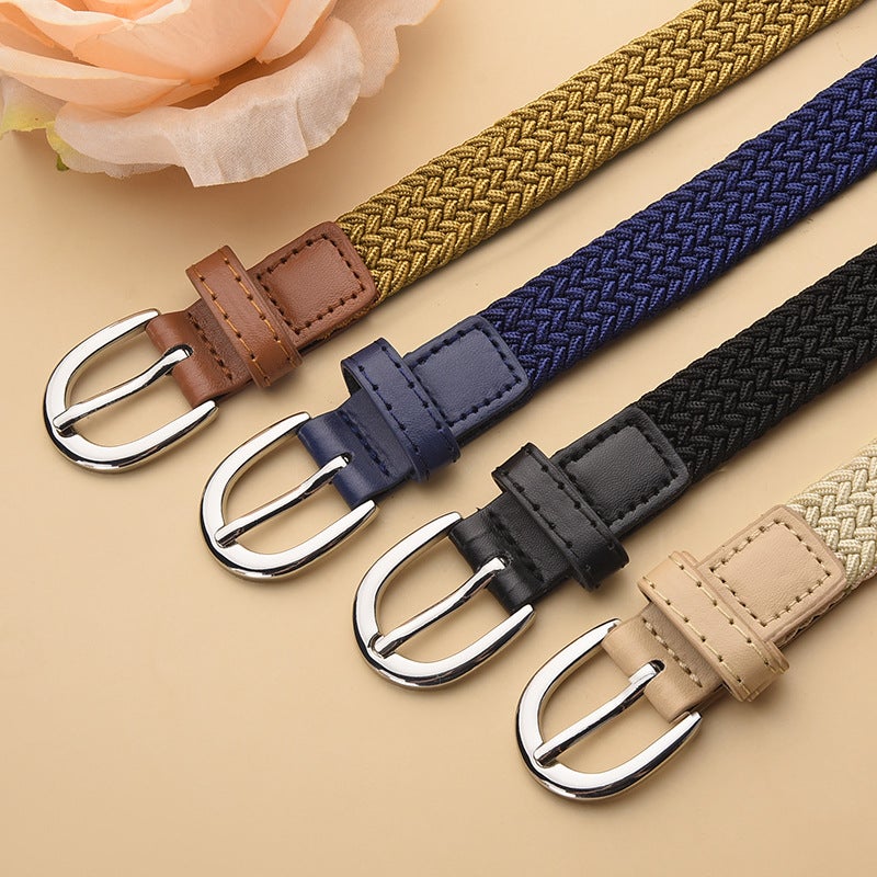 Children'S Canvas Belt Unisex Military Training Pants Belt Women'S Fashion Elastic Elastic Woven Lazy Belt - Image 4