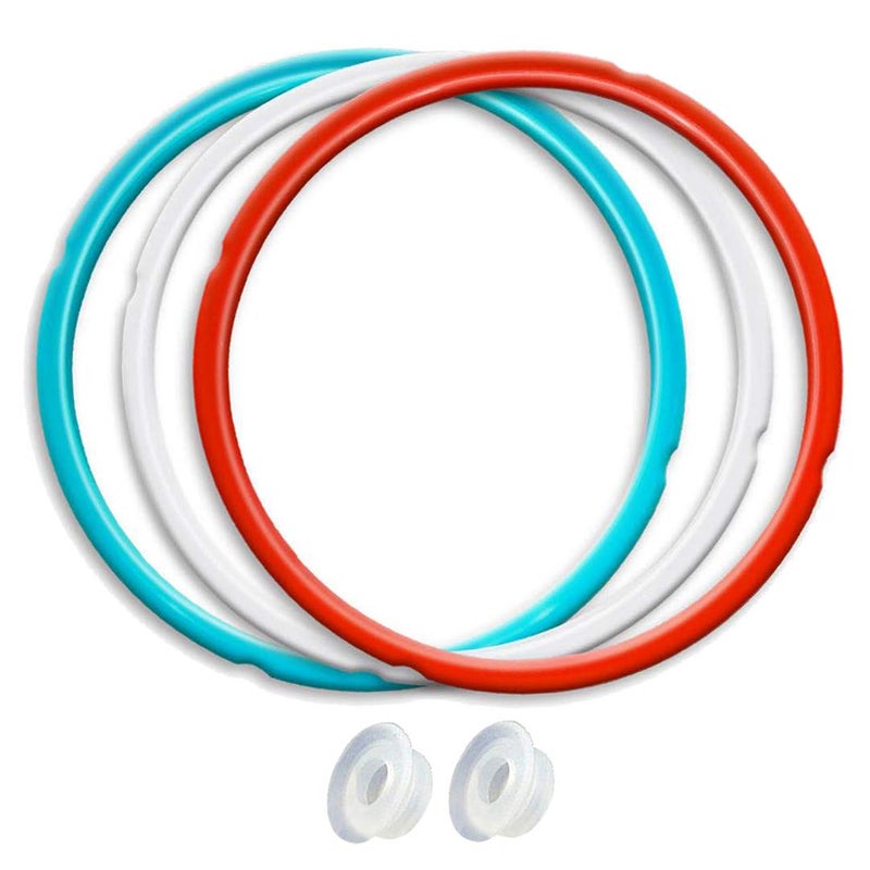 Silicone Sealing Ring 3PackSky Blue  Cherry Red  Transparent White Fit for Instant Pot 56 Quart Models Duo Lux Duo Plus Ultra  Viva Fit for 5qt  6qt Dishwasher Safe