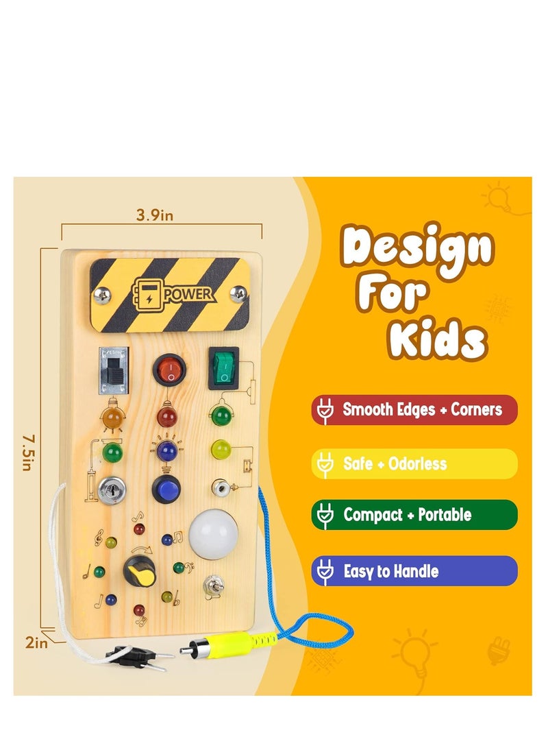 رات سو لوح نشط خشبي للأطفال مونتيسوري مع 8 مفاتيح تحكم في الأنوار LED - ألعاب حسية للأطفال. - Image 4