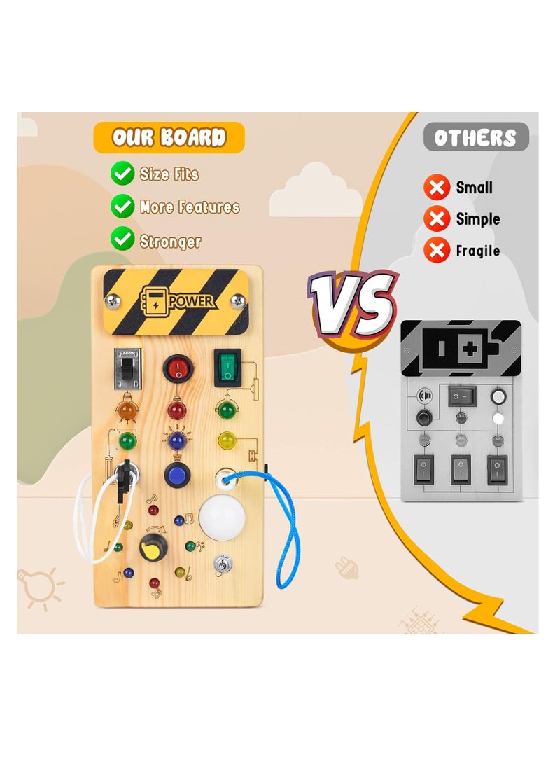 رات سو لوح نشط خشبي للأطفال مونتيسوري مع 8 مفاتيح تحكم في الأنوار LED - ألعاب حسية للأطفال. - Image 2