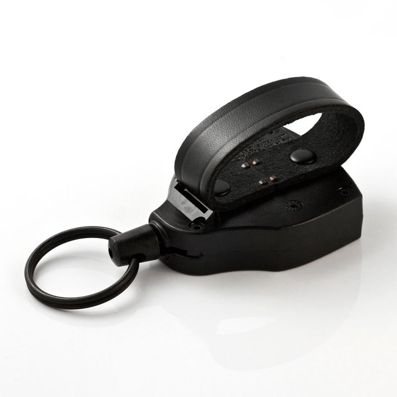 KEY-BAK SUPER48 SD 13oz. Locking Retractable Keychain, 36" Retractable Cord, Black Polycarbonate Case, Leather Duty Belt Loop, Oversized Split Ring - Image 2