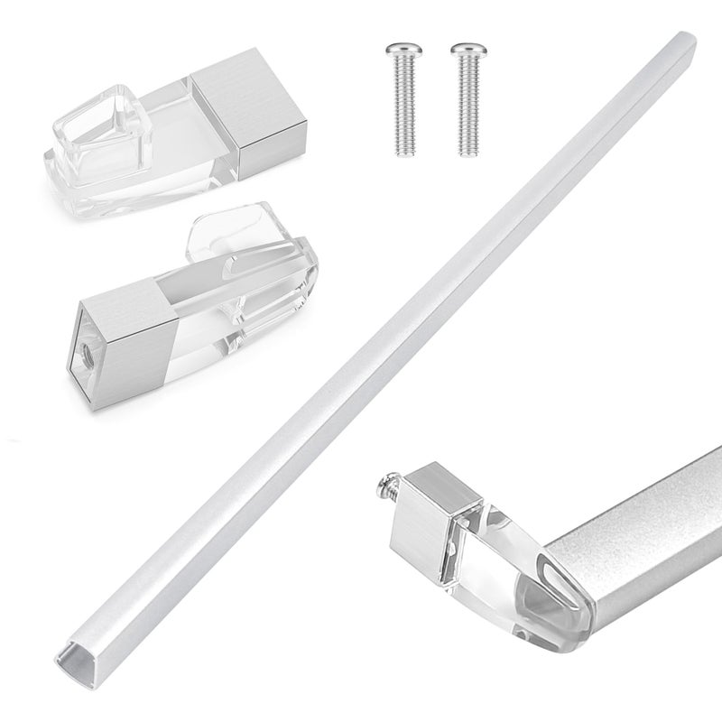 BigHead Glass Shower Door Towel Bar 25" Bright Chrome Compatible with Alumax Basco Sliding Shower Door Handle Replacement with Silver Transparent Brackets,Fits Framed Shower/Tub Enclosure Doors Up to 26" Wide - Image 1