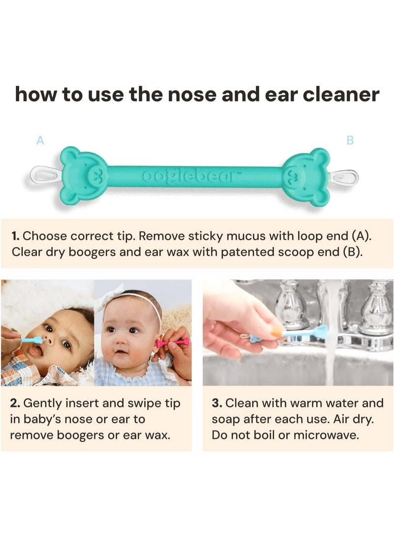 oogiebear Baby Nose Cleaner & Ear Wax Removal Tool - Safe Booger & Earwax Removal for Newborns, Infants, Toddlers - Dual-Ended - Essential Baby Stuff, Diaper Bag Must-Have, Orange & Seafoam with case - Image 4