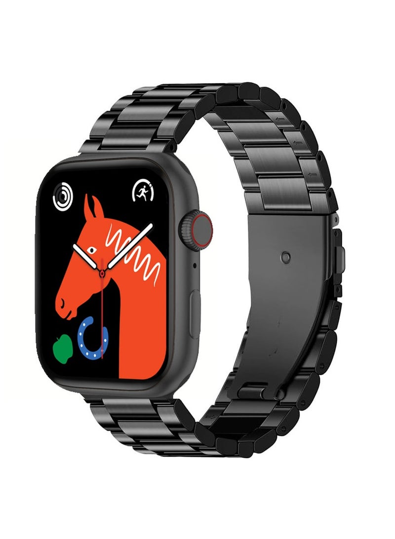 موديو ساعة ذكية Modio U11 Max Series 9 بشاشة عرض كاملة 2.2 بوصة مع 10 أزواج من الأشرطة وشاحن لاسلكي للسيدات والرجال باللون الأسود - Image 2