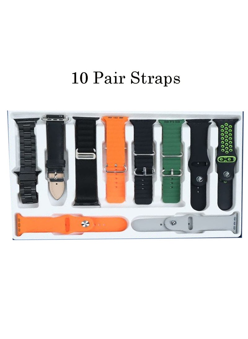 موديو ساعة ذكية Modio U11 Max Series 9 بشاشة عرض كاملة 2.2 بوصة مع 10 أزواج من الأشرطة وشاحن لاسلكي للسيدات والرجال باللون الأسود - Image 4