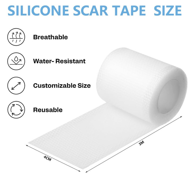 LINXIU Silicone Scar Sheets 16 x 120 Silicone Scar Tape Roll Removal Scar Patches for Surgical Scars Keloid Clear - Image 2
