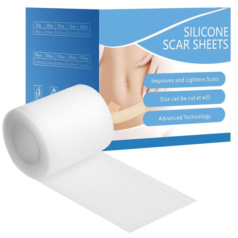 LINXIU Silicone Scar Sheets 16 x 120 Silicone Scar Tape Roll Removal Scar Patches for Surgical Scars Keloid Clear - Image 1