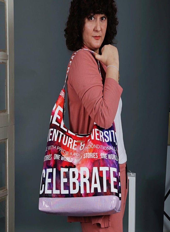 STRUTT Colorful Hobo Bag for Women Stylish & Spacious Big-Size Tote Bag Lightweight, Waterproof & Durable Shoulder Handbag - Pride - Image 2