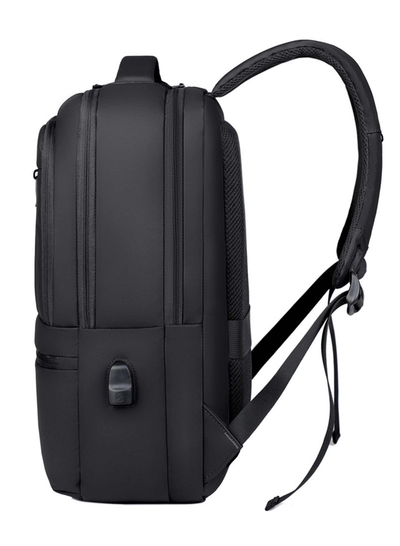 HIKE Durable Unisex Laptop Backpack Water Resistant Daypack with Built in USB Port and Separate Laptop Compartment for Travel/Business/College, HK2805-Black - Image 4