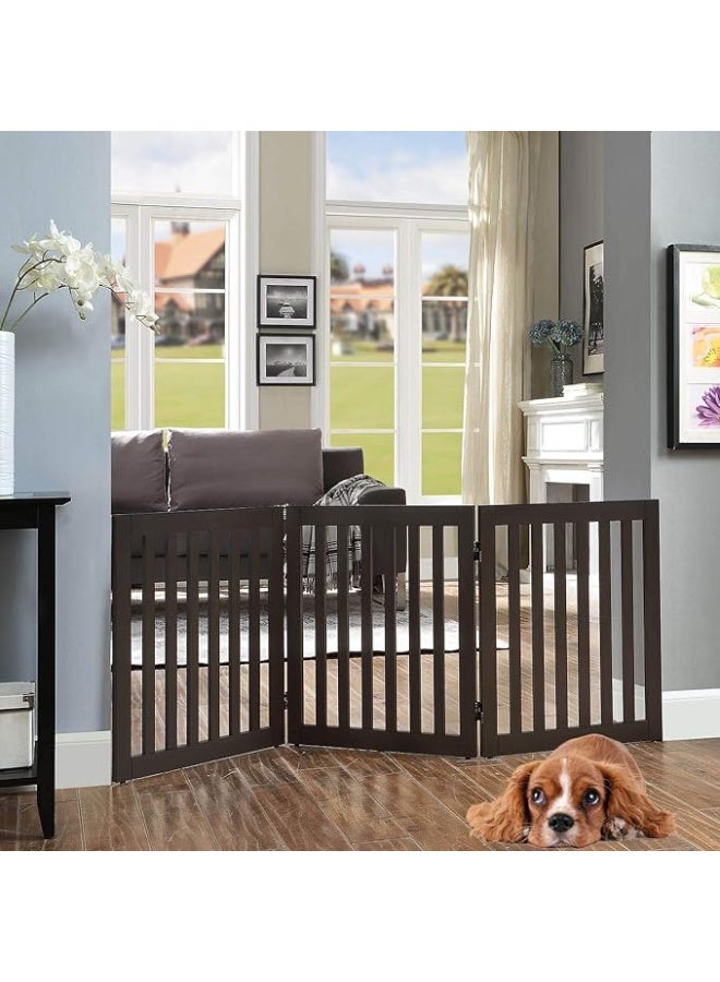 Unipaws Standing Pet Gate for Dogs and Cats – Freestanding Foldable Wooden Pet Barrier Fence for Indoor Use – Step-Over Dog Gate for Doorways, Hallways, and Stairs - Image 2