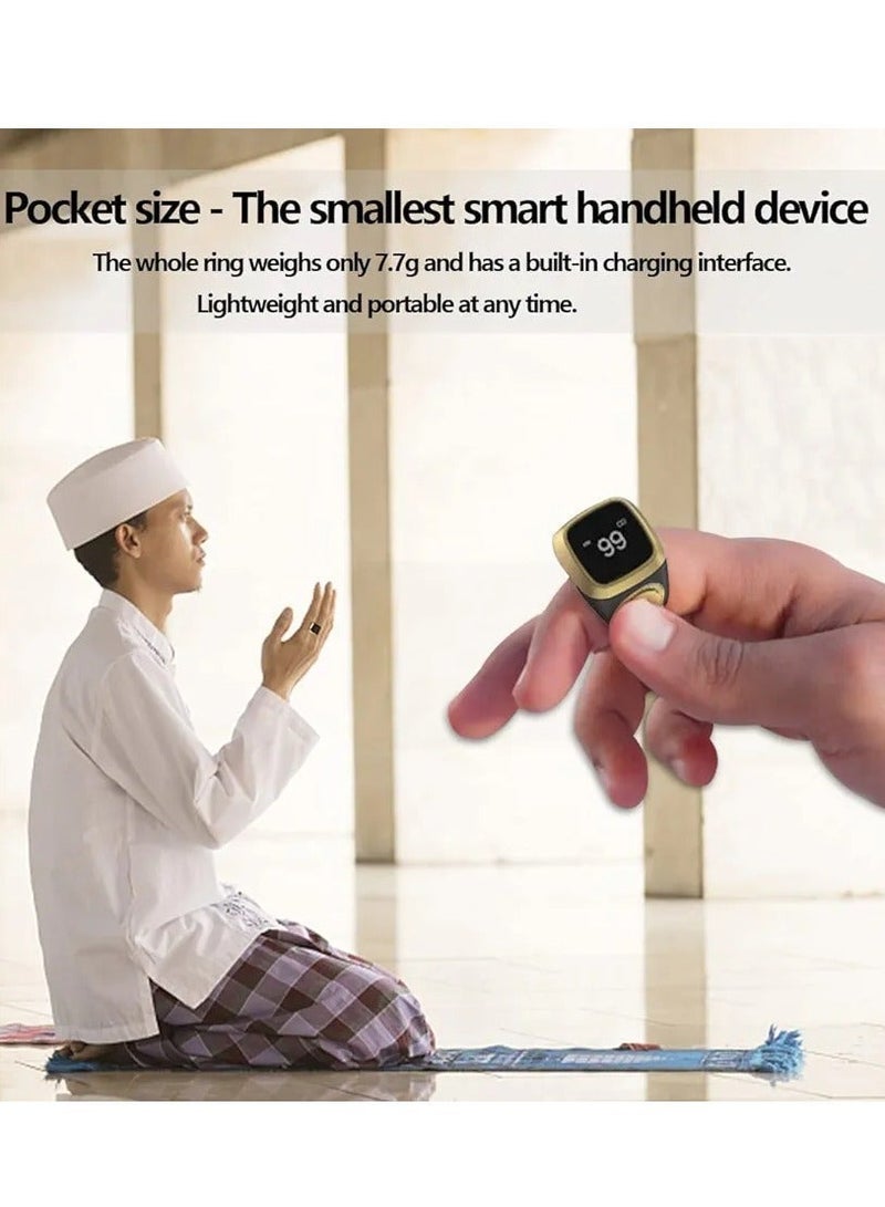 خاتم تسبيح ذكي مزود بتذكير بمواقيت الصلاة وشاشة وعداد تسبيح وتقنية قابلة للارتداء ومقاوم للماء بإصدار خفيف - Image 5