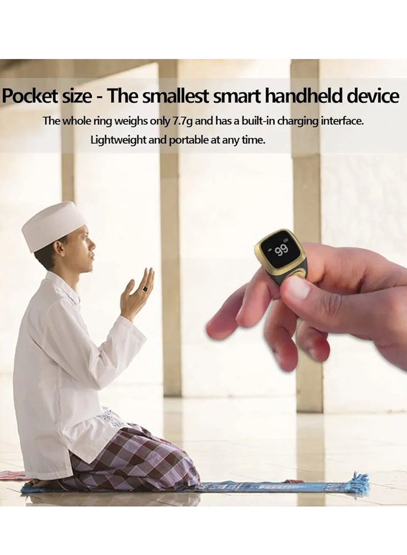 Smart Male Tasbeeh Ring, Islamic Prayer, Prayer Timing Reminder, OLED Display, Tasbeeh Counter, Smart Ring, Wearable Technology Products, Waterproof from Any Qibla, Burgundy Color, Size 18mm  - Image 4