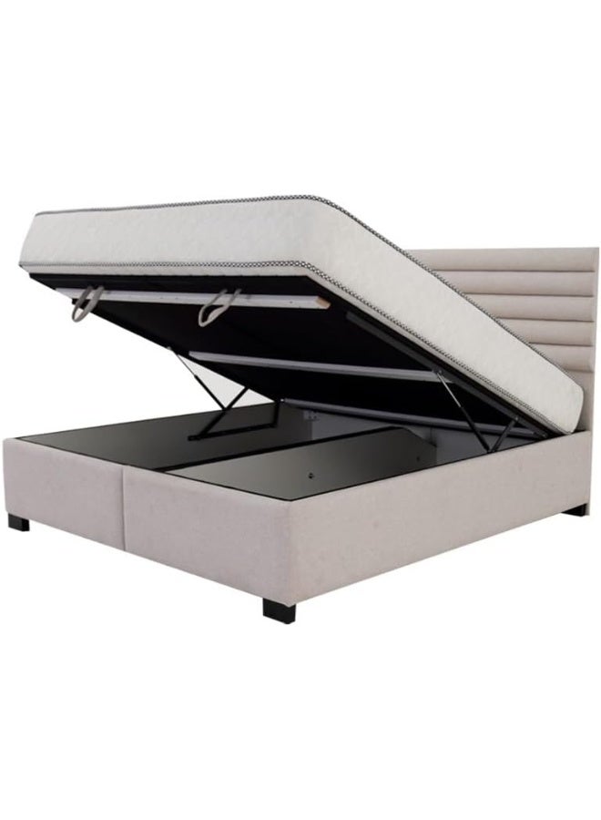 Comfynest Hydraulic Lift-Up Storage Bed – Modern Upholstered Bed with Ample Hidden Storage Multiple Sizes and options available (With Mattress(Spring), 200x200cm) - Image 1