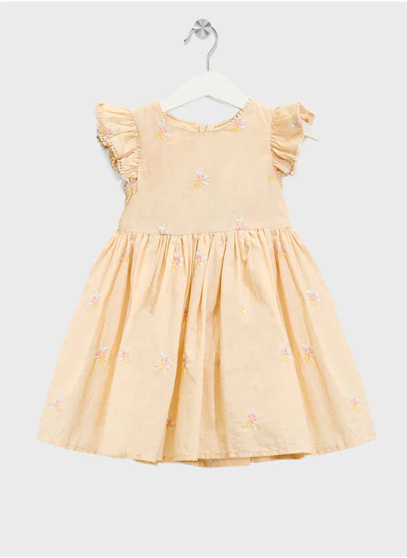 Ripples Girls All-Over Floral Embroidered Dress