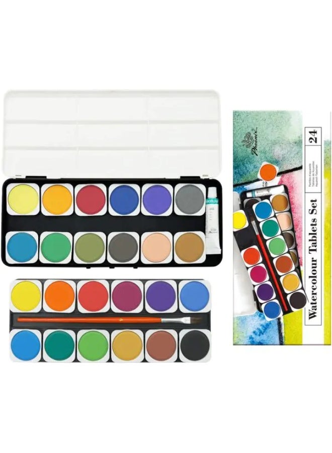 فينيكس فونيكس - الوان مائية اقراص 24 لون في علبة سهلة الحمل