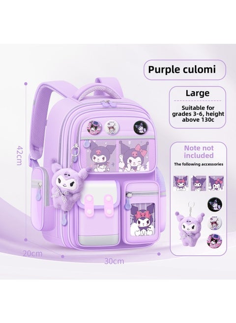 Kapibala Children's Schoolbag For Boys And Primary School Students Three To Six Large Capacity Boys To Reduce The Burden Of Ridge Protection Grade One Or Two-Color:Large Purple  Grades 3-6-Size:School Bag + Accessories + Handbag + Pencil Case