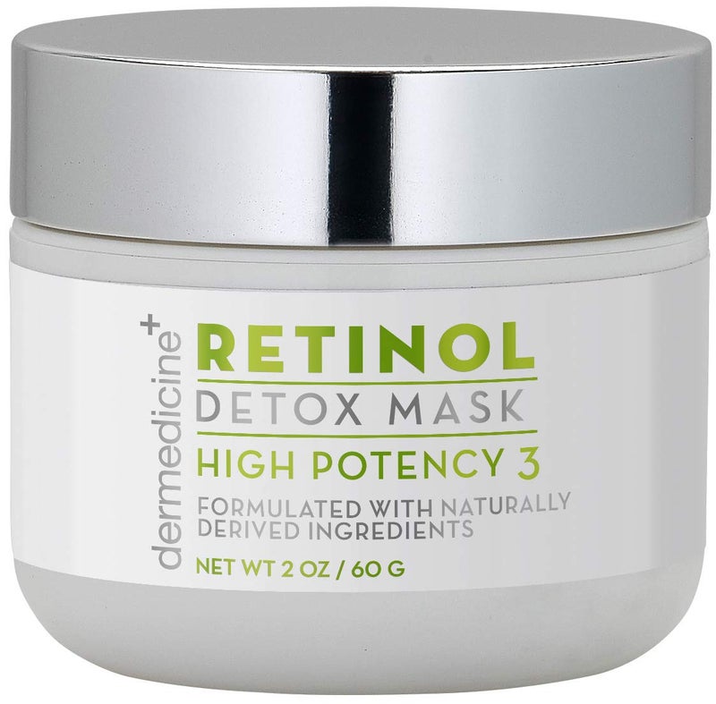 Retinol Detox High Potency Mask 3 Blend for Face  Natural  Organic Botanical Plant Extracts  Clarifying  Soothing for Skin that Looks Clearer Feels Smoother Oil Control Rinse Off Mask
