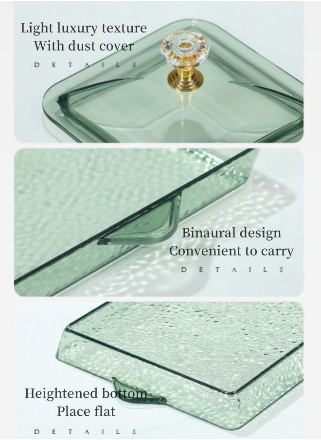 Generic - 4 Snack Serving Tray With Lid Clear Plastic Food Display Bowls Relish Storage Organizer Plate For Dried Fruit Candy Nuts Chip Appetizer (Dark Green) - Image 1
