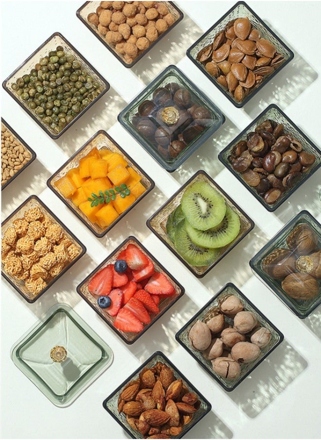 Generic - 4 Snack Serving Tray With Lid Clear Plastic Food Display Bowls Relish Storage Organizer Plate For Dried Fruit Candy Nuts Chip Appetizer (Dark Green) - Image 1