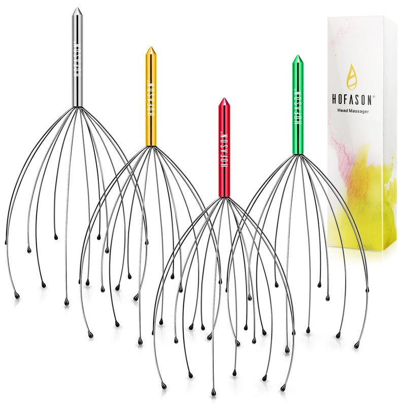 HOFASON Mothers Day Birthday Gifts for Mom Christmas Stocking Stuffers for Adults 4pcs Scalp Massager Hair Growth Head Scratcher White Elephant Gifts for Adults Bulk Party Game Adult Prizes