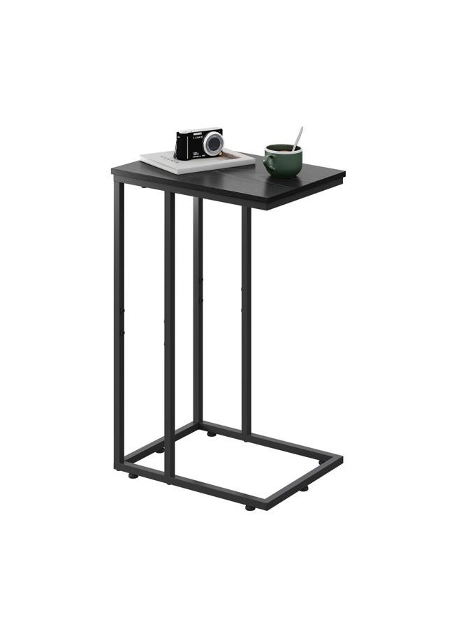 Wlive Snack Side Table, C Shaped End Table for Sofa Couch and Bed, Black - Image 1