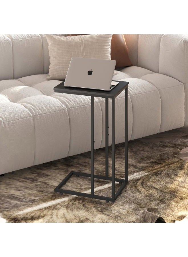 Wlive Snack Side Table, C Shaped End Table for Sofa Couch and Bed, Black - Image 2