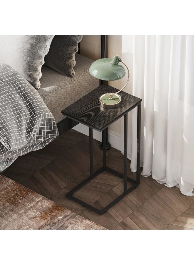 Wlive Snack Side Table, C Shaped End Table for Sofa Couch and Bed, Black - Image 4
