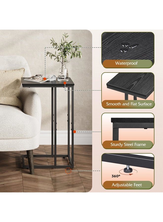 Wlive Snack Side Table, C Shaped End Table for Sofa Couch and Bed, Black - Image 5