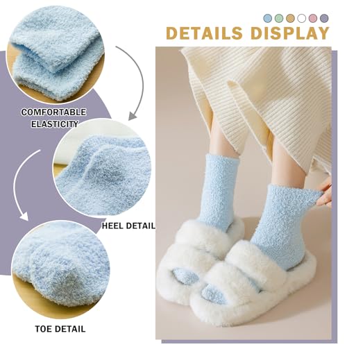 TOCONFFON Women's Cozy Fluffy Fuzzy Socks Plush Home Slipper Socks 5,6,7,8 Pairs(7 Solid Color) - Image 4