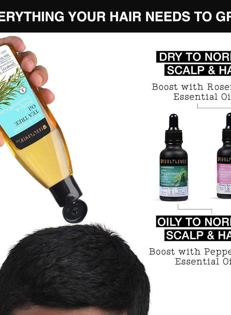 Soulflower Tea Tree Oil for Dandruff Control, Hair Loss Control, Hair and Scalp - Enriched With Tea Tree Essential Oil, 100% Pure, Organic, Natural, Coldpressed, Vegan - 7.6 fl oz - Image 5