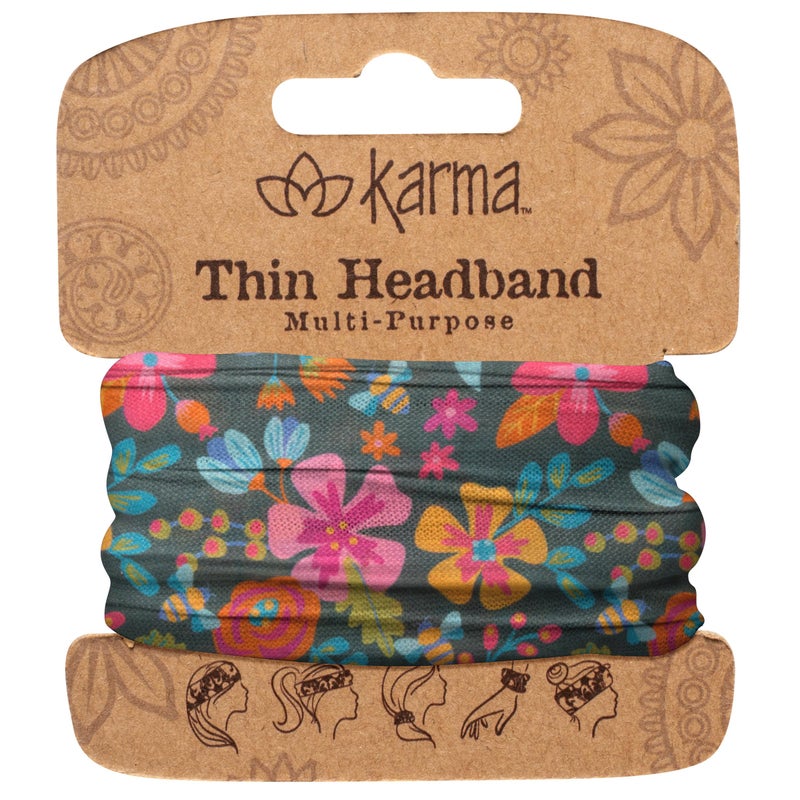 Karma Bee Headband for Women - Thin - Fabric Headband and Stretchy Hair Scarf - Image 1