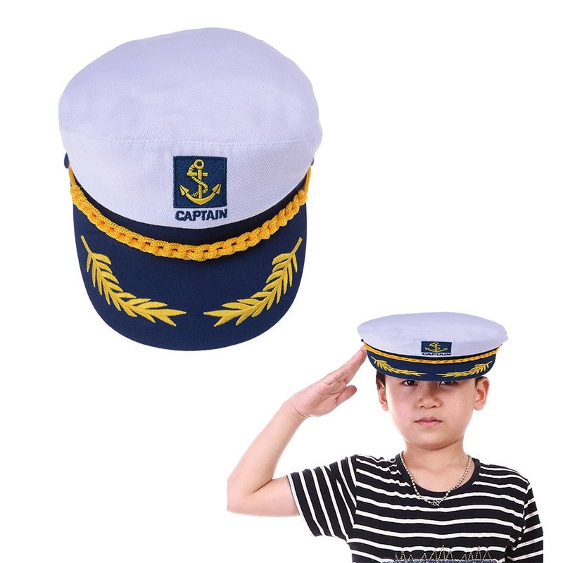 Welecom Sailor Captain Hat Embroidery Boat Ship Sailor Hats Adjustable Navy Hat Children - Image 2