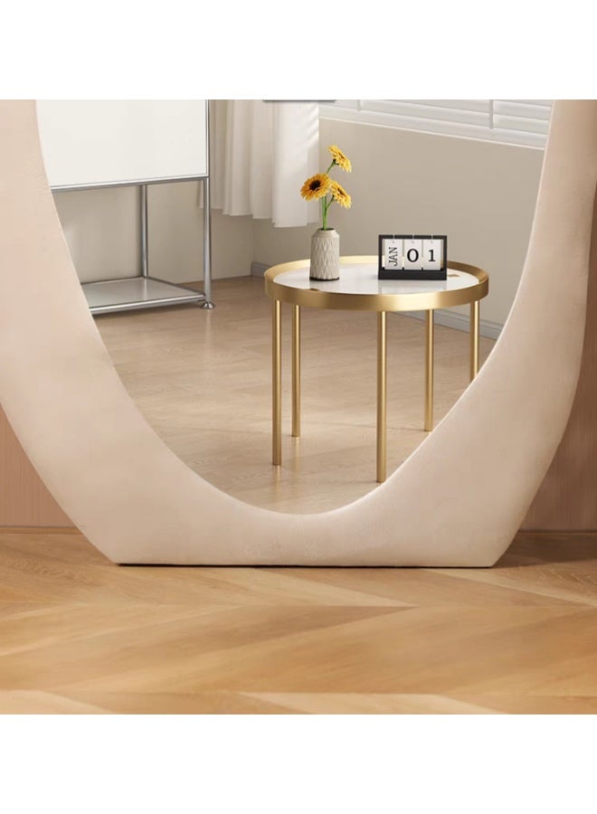 Noon East Irregular Full Length Wavy Mirror, Flannel Wrapped Frame, Floor Standing Dressing Mirror, Space Modern Style, White, L160 x W60 cm, Living Room  - Image 5