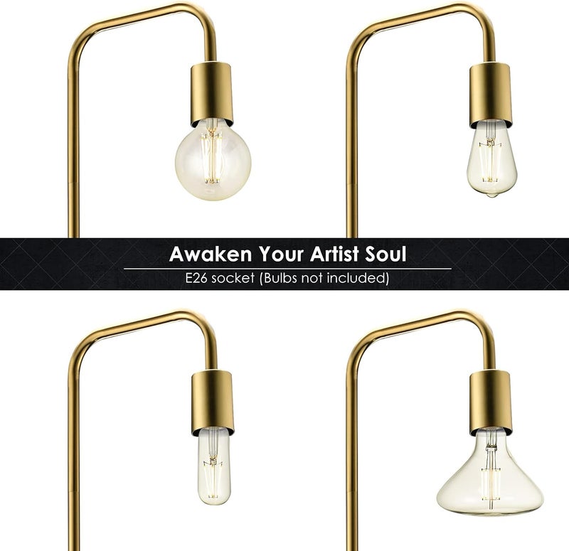 BoostArea Store Industrial Gold Standing Lamp, 63 Inch, E26 Socket, On/Off Footswitch, ETL Listed, Modern for Bedroom, Living Room, Minimalist, Vintage, Mid-Century, Boho, Metal - Image 3