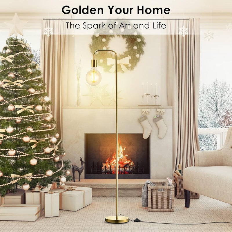 BoostArea Store Industrial Gold Standing Lamp, 63 Inch, E26 Socket, On/Off Footswitch, ETL Listed, Modern for Bedroom, Living Room, Minimalist, Vintage, Mid-Century, Boho, Metal - Image 2
