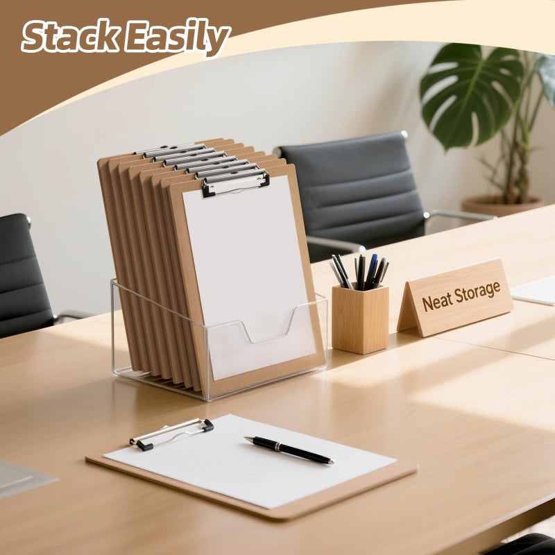 HappyHapi 16 Pack Clipboard 8.5 x 11 Letter Size Clip Boards Bulk, A4 Wooden Hardboard Office Clipboards Pack for Classroom, Work-Meetings, Brown - Image 3