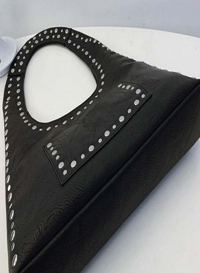 Molodo PU Leather Hobo Bag for Women Vintage Studded Tote Bag Handbag Trendy Shoulder Bag Punk Streetwear Handbag Purse - Image 4