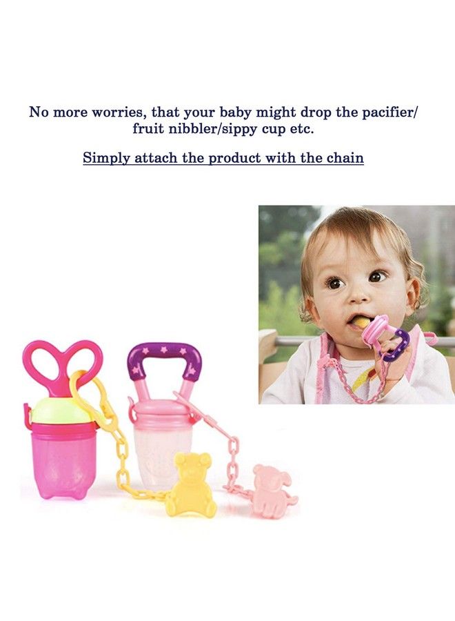 Safe-O-Kid لهاية سيليكون بتصميم حيوان؛ مهدئ مع سلسلة حامل ومشبك كلب أصفر - Image 4