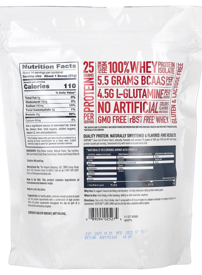 Isopure مسحوق بروتين منخفض الكربوهيدرات بنكهة الفراولة 1 رطل (454 جرام) - Image 2