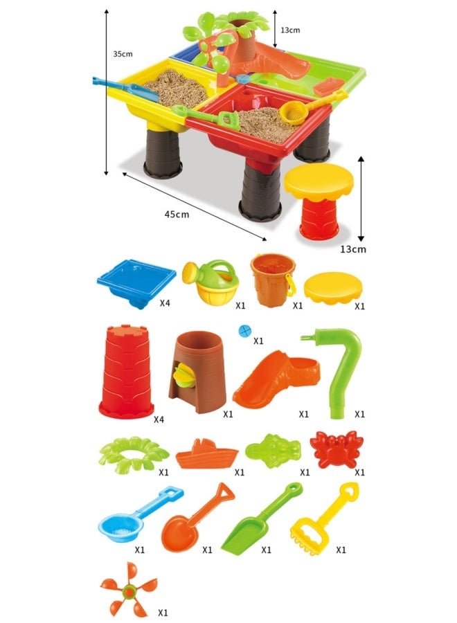 أف بي سي طاولة لعب الرمال للأطفال - لعبة صندوق الرمال في الهواء الطلق والشاطئ ، حفرة الرمال المحمولة الدائمة مع لعب المياه للأولاد والبنات في الأعمار 4 + (18x14x18 بوصة) - نشاط حديقة الصيف المثالي - Image 4