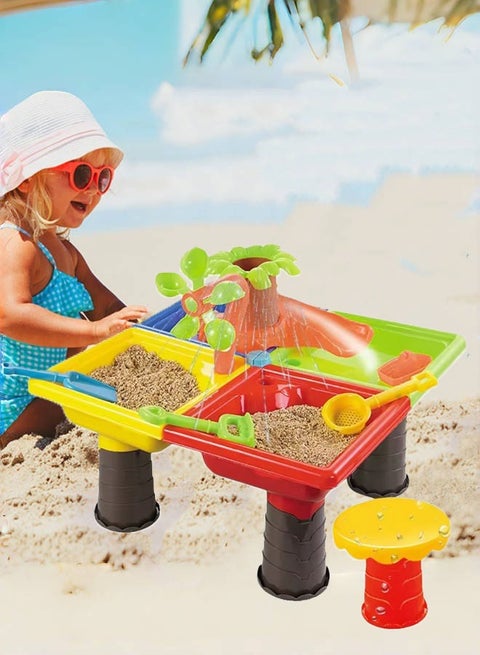 Kids Sand Play Table - Sandbox Toy for Outdoor & Beach, Durable Portable Sandpit with Water Play for Boys & Girls Ages 4+ (18x14x18 Inch) - Perfect Summer Garden Activity