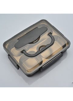 304 Stainless Steel Lunch Box Fast Food Insulation Box Office Student Sealed Lattice Lunch Box Convenient Lunch Box-Specifications:Black-Color:Large Four-square Soup Bowl With Tableware And Insulation Bag