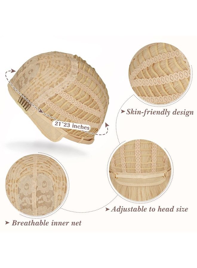 BARSDAR Long Blonde Wig With Bangs, Blond Long Wavy Wig With Bangs For Women Body Wavy Synthetic Hair Wigs Blonde Curly Wig Cosplay Natural Looking Heat Resistant Daily Party Halloween-26'', Blonde - Image 5