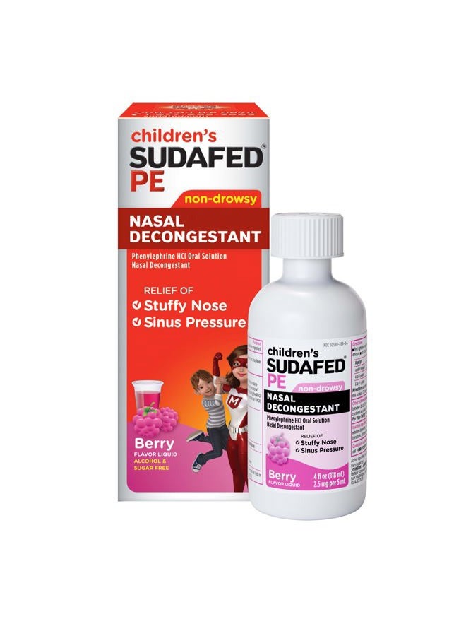 Sudafed Children's Sudafed PE Nasal Decongestant, Phenylephrine HCl, 4 fl. oz - Image 1