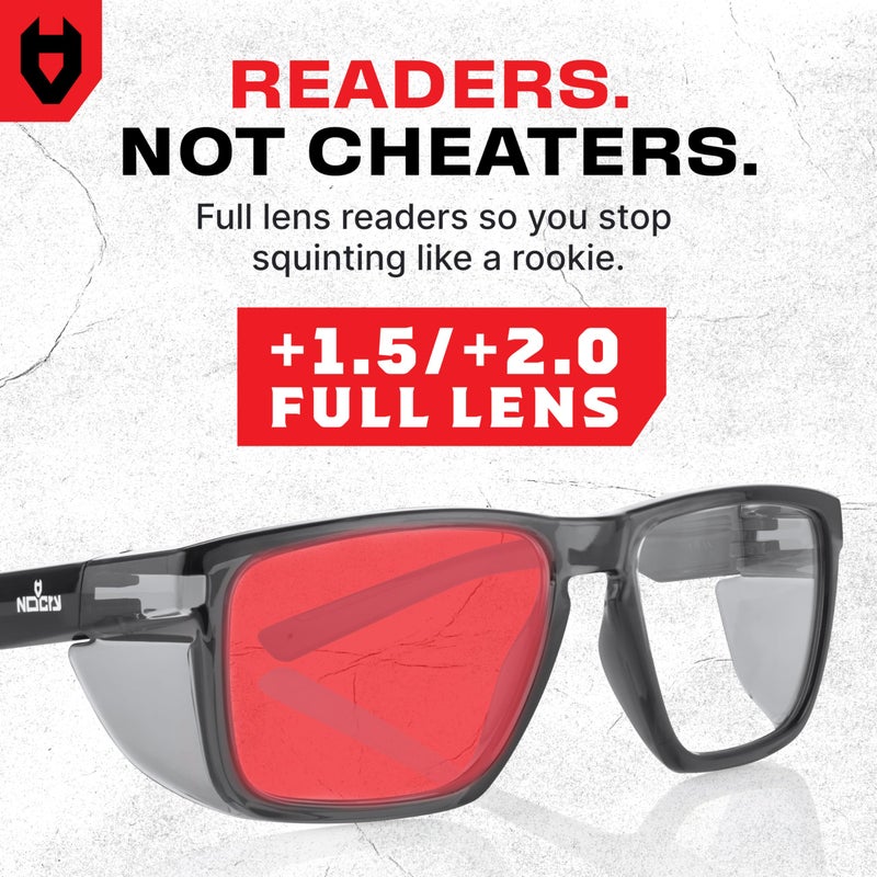 NoCry ANSI Z87.1 Safety Glasses with Readers 1.5 with Anti Fog & Anti Scratch Coating â€” Full Lens Safety Reading Glasses for Men & Women â€” Protective Eyewear with Side Shields and 100% UV Protection - Image 3